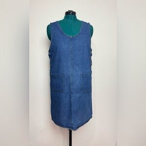 Harve Bernard Womens Denim Mini Shift Dress Vintage Sleeveless Jumper 70s 80s